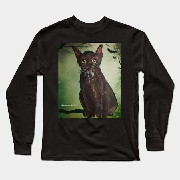 Cat Long Sleeve T-Shirt by teenamarie23art